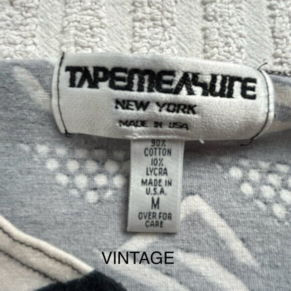 Vintage Tapemeasure Women's Geometric Pattern Half Sleeve Blouse Black Medium - Picture 3 of 8